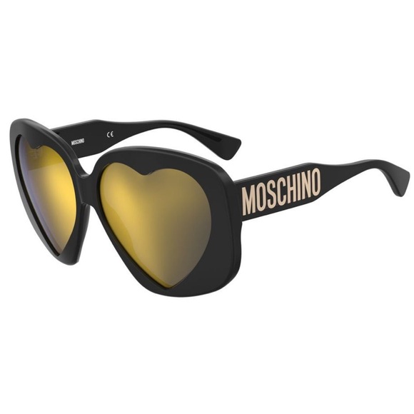 NEW Authentic Moschino Heart Sunglasses Black Reflective - Picture 8 of 8